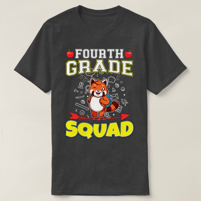 Camiseta Escuela Primaria Funny de Cuarto Grado Squad (Diseño del anverso)
