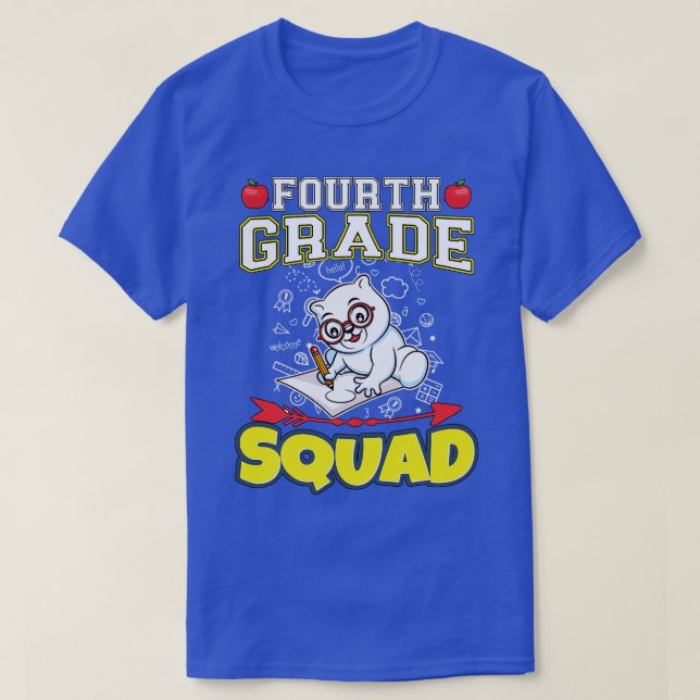 Camiseta Escuela Primaria Funny de Cuarto Grado Squad (Diseño del anverso)