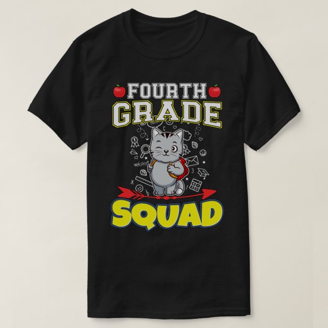 Camiseta Escuela Primaria Funny de Cuarto Grado Squad (Diseño del anverso)