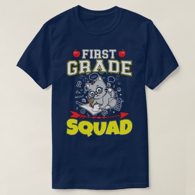 Camiseta Escuela Primaria Funny de Primer Grado Squad (Diseño del anverso)