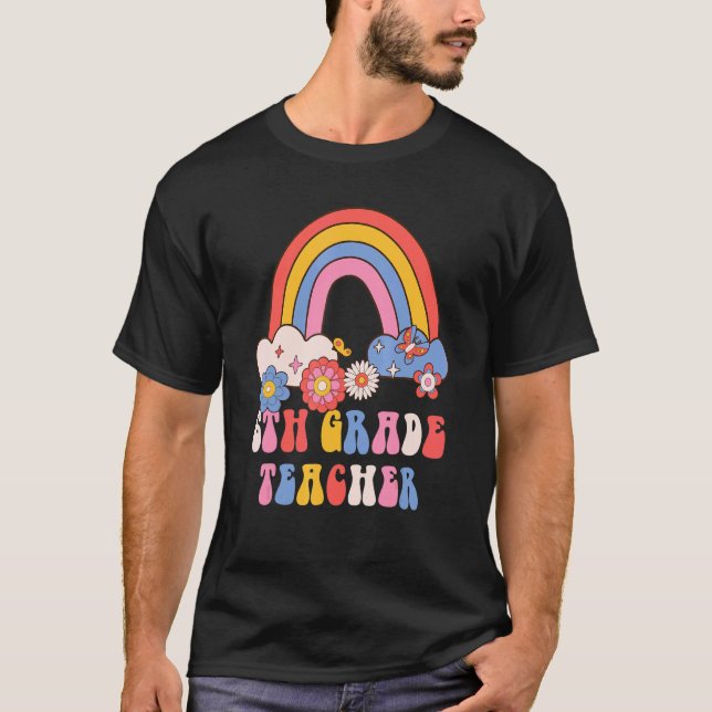 Camiseta Escuela Retro Groovy Floral Rainb (Anverso)