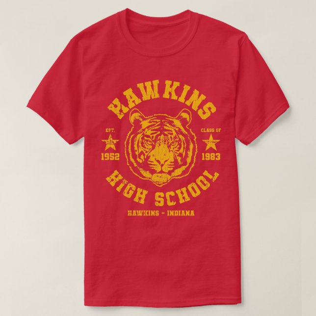 Camiseta Escuela Secundaria Hawkins (Diseño del anverso)