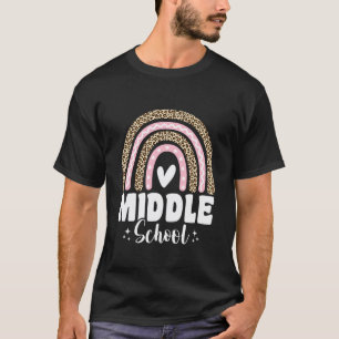 Camiseta Escuela Secundaria Leopard Rainbow de Regreso a Cl