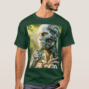 Camiseta Escultura de cara de robot linda de fantasía