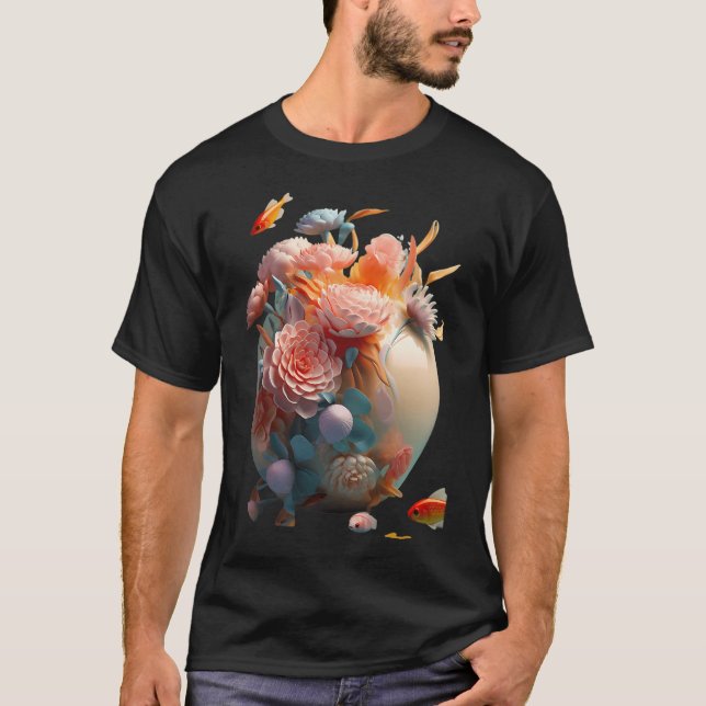 Camiseta Escultura de flores con peces (Anverso)