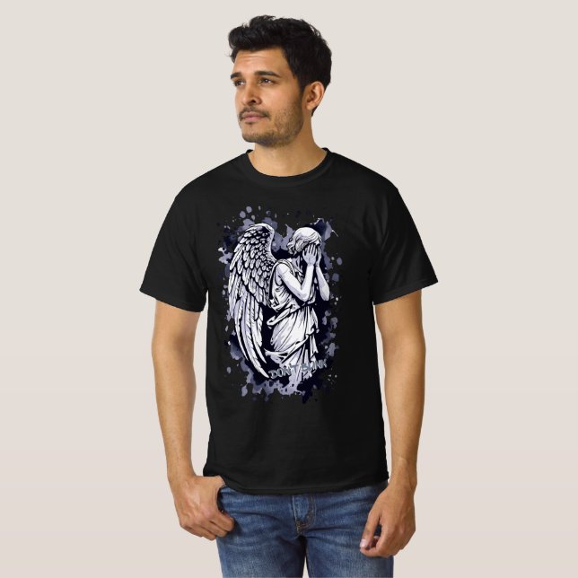 Camiseta Escultura de un ángel llorando - con salpicaduras  (Anverso completo)
