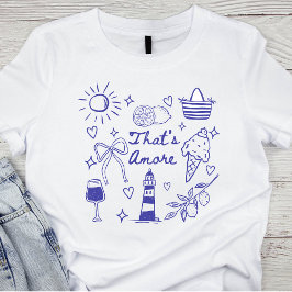 Camiseta Ese es Amore Blue Coquette Bow Verano Italiano