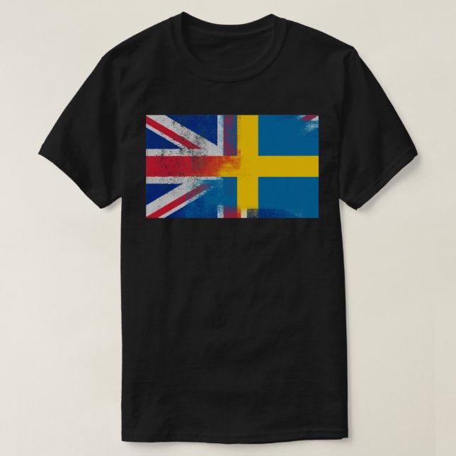 Camiseta Esencial bandera británica sueca mitad sueca mitad (Diseño del anverso)