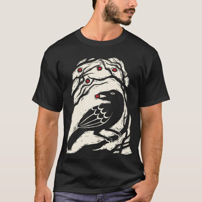 Camiseta Esencial de impresión de aves de Berries en otoño (Anverso)