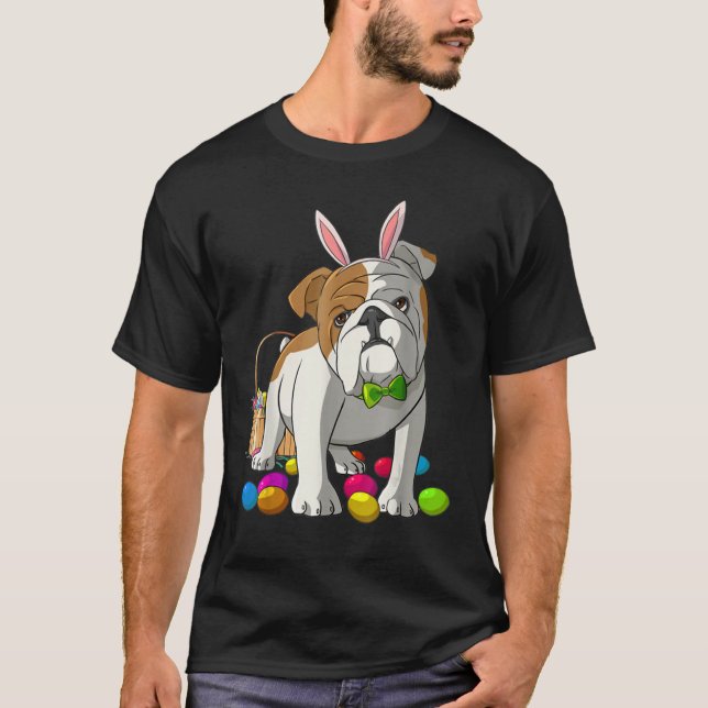 Camiseta Esencial de perro conejo Bulldog inglés de Pascua (Anverso)