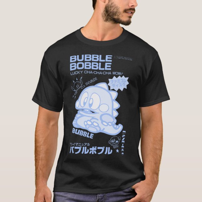 Camiseta esencial para burbujas Bobble (azul) (Anverso)