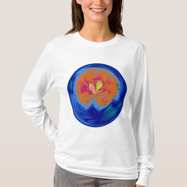 Camiseta Esfera abstracta azul con efecto ligero (Anverso)