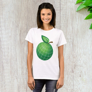 Camiseta Esfera Eco Globe Fruta Verde Hoja de Tierra