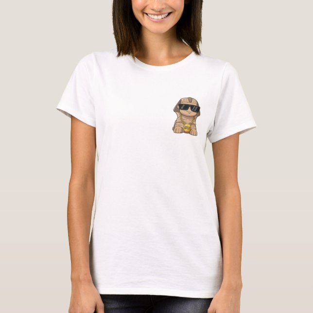 Camiseta Esfinge Cool con Bling y gafas de sol (Anverso)