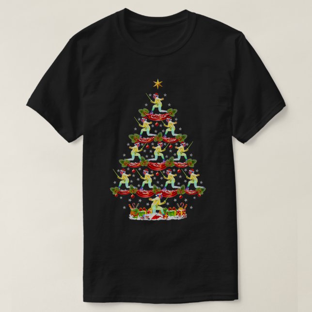 Camiseta Esgrima de Navidad Árbol de esgrima Deportes Navid (Diseño del anverso)