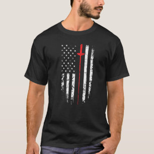 Camiseta Esgrima Patriótica de Bandera Estadounidense