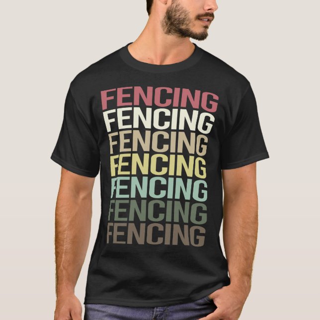 Camiseta Esgrimista de Esgrima de Texto Colorido (Anverso)