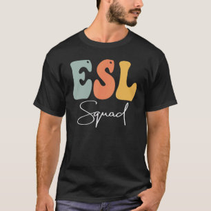 Camiseta Esl Squad Retro Groovy Vintage Feliz Primer Día De
