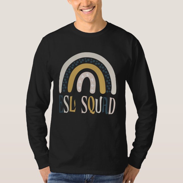 Camiseta ESL Squad Teacher Crew Team Back To School Boho Ra (Anverso)