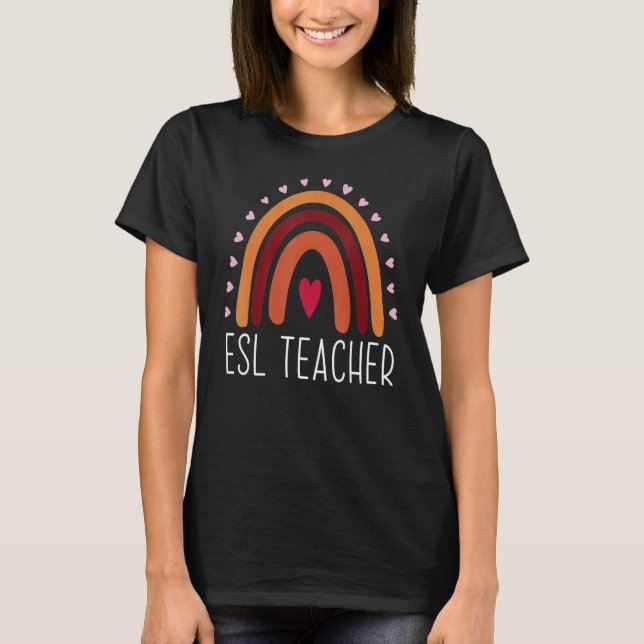 Camiseta ESL Teacher Boho Rainbow Back To School Appreciati (Anverso)