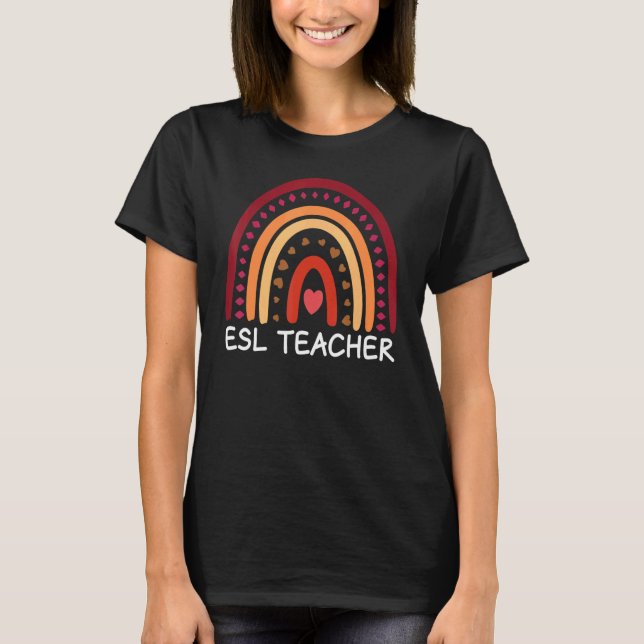 Camiseta ESL Teacher Boho Rainbow Back To School Appreciati (Anverso)