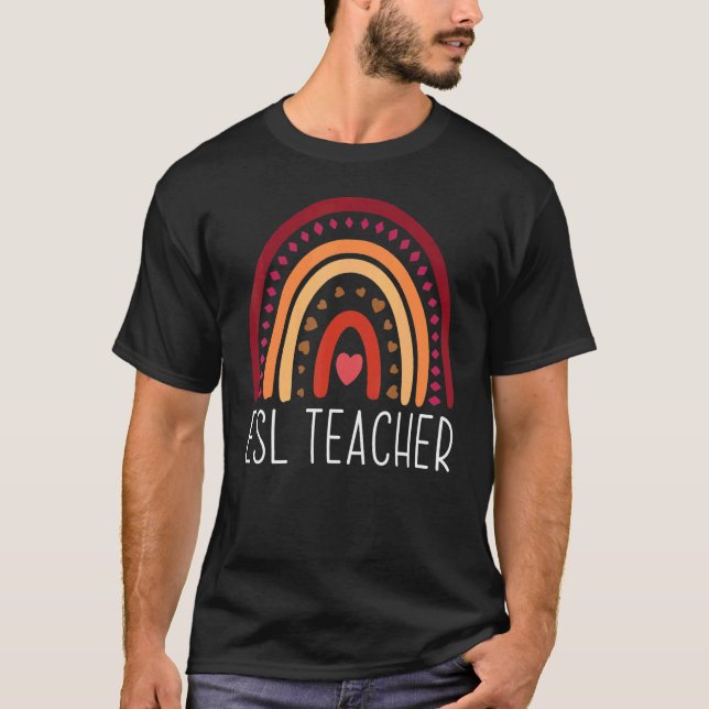 Camiseta ESL Teacher Boho Rainbow Back To School Appreciati (Anverso)