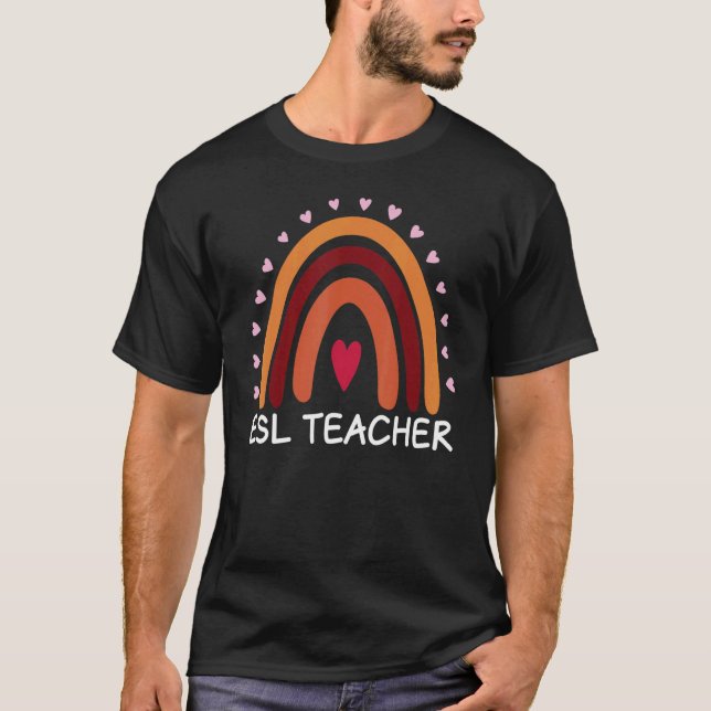 Camiseta ESL Teacher Boho Rainbow Back To School Appreciati (Anverso)