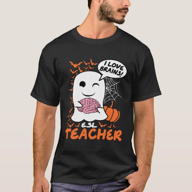 Camiseta ESL Teacher Cute Ghost Halloween Teacher (Anverso)