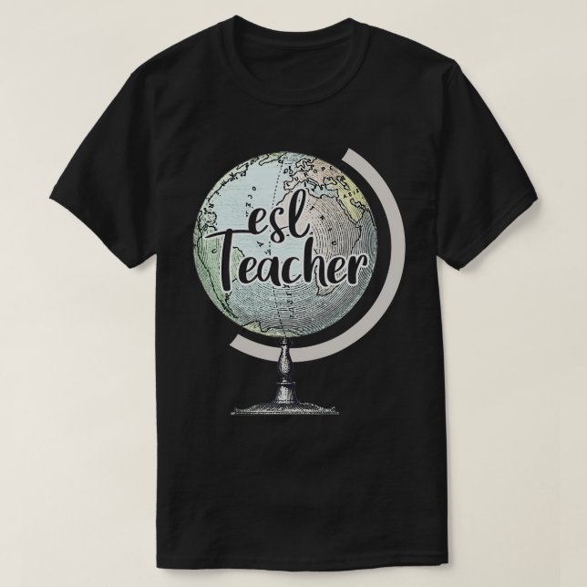 Camiseta ESL Teacher Inglés Segundo Globo Lingüístico  (Diseño del anverso)