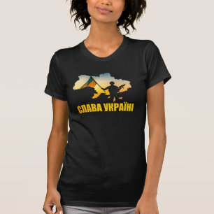 Camiseta Eslava Ukraini, Gloria a Ucrania con mapa de Ucran