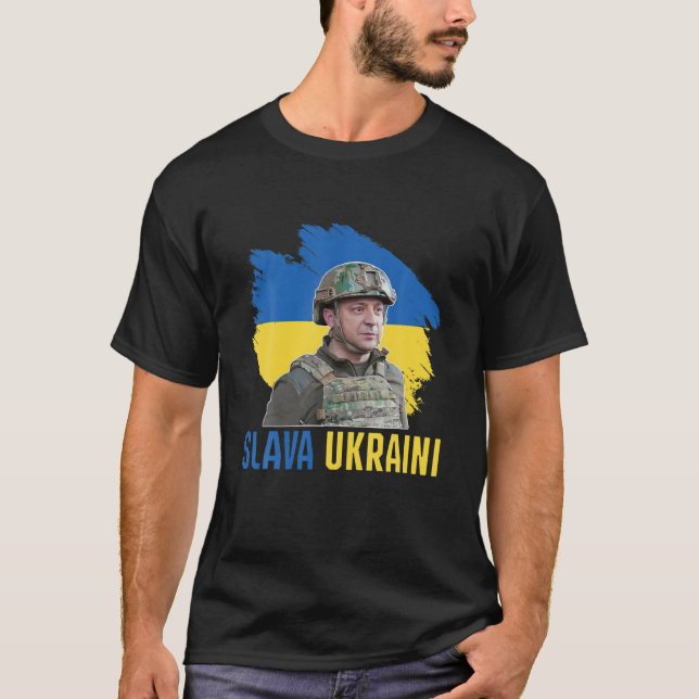 Camiseta Eslava vintage Ucrania Zelensky con Ucrania (Anverso)