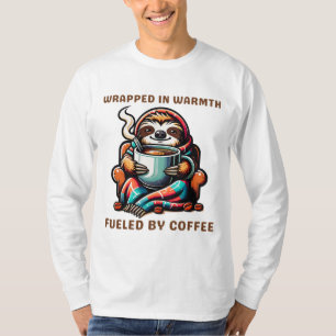 Camiseta Eslogan acogedor con tazón de café envuelto en una