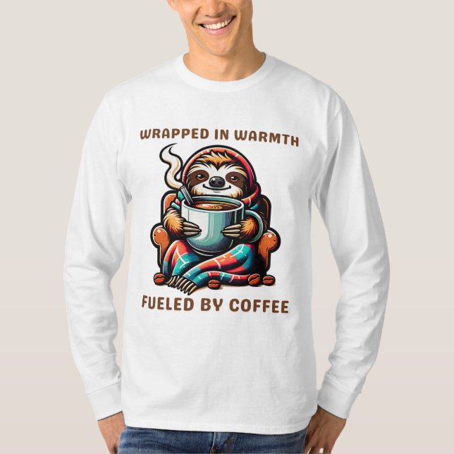 Camiseta Eslogan acogedor con tazón de café envuelto en una (Anverso)