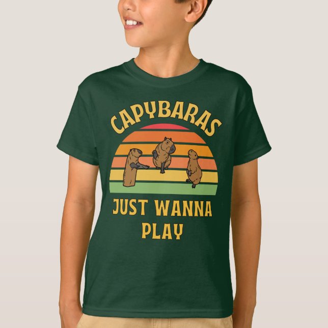 Camiseta eslogan de capybaras que solo quieren jugar (Anverso)