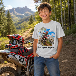 Camiseta Eslogan de carreras de motocross para niños en bic