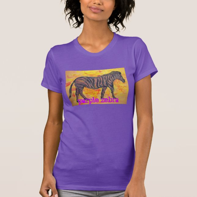 Camiseta eslogan de cebra morada (Anverso)