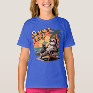 Camiseta eslogan de las vibraciones de verano