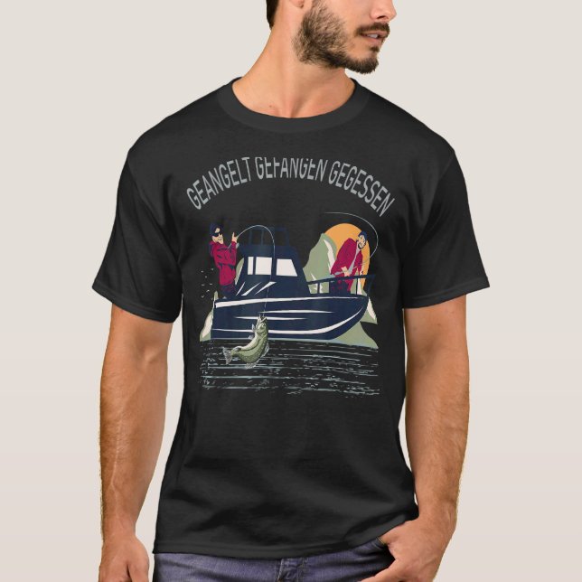 Camiseta Eslogan de pesca de peces capturados comidos (Anverso)
