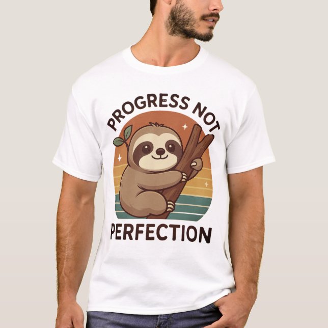 Camiseta Eslora corta "Progreso, no perfección" Arte gráfic (Anverso)