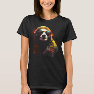 Camiseta Eslora de arte gafas de sol arte Sloth Animal Slot