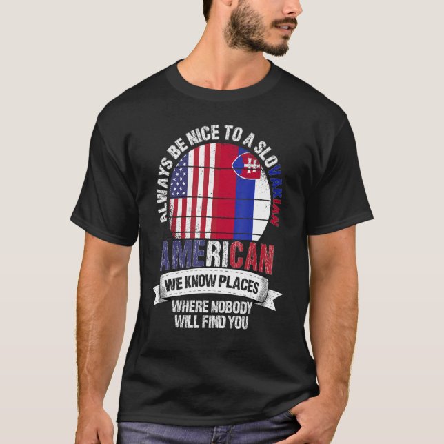 Camiseta Eslovaco-Estadounidense conocemos lugares donde Es (Anverso)