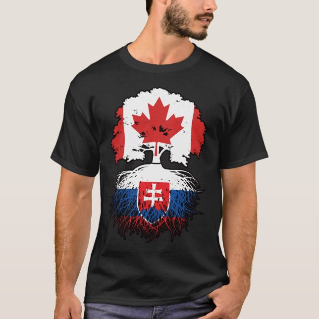 Camiseta Eslovaquia Bandera de raíces de árbol canadiense c (Anverso)