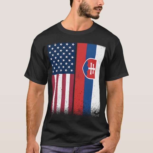 Camiseta Eslovaquia Eslovaco Americano Banderas Orgullosas  (Anverso)