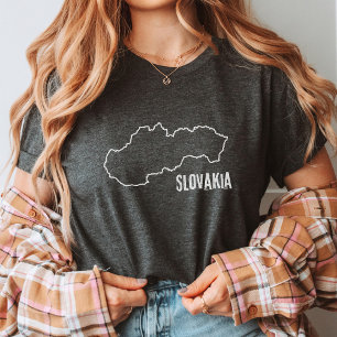 Camiseta Eslovaquia Mapa del país Forma de la línea de fron