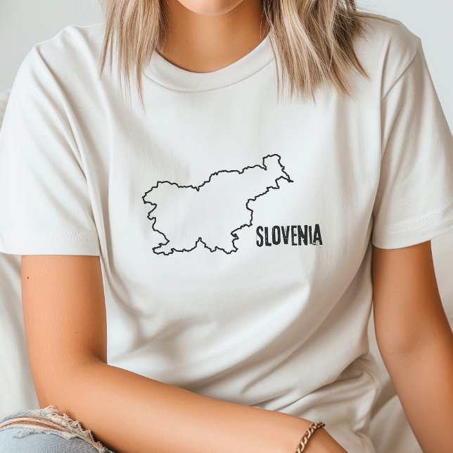 Camiseta Eslovenia Mapa del país Forma de línea de frontera (Subido por el creador)