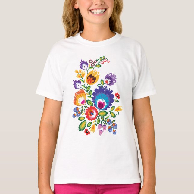 Camiseta Esmalte asimétrico Folk Wycinanki (Anverso)
