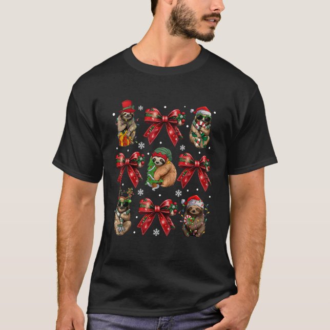 Camiseta Esmalte lindo Santa Hat Árbol de Navidad Iluminaci (Anverso)