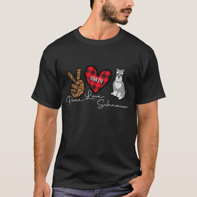 Camiseta Esnaúzer En Ministra Plaid Peace Love Cute Dog (Anverso)