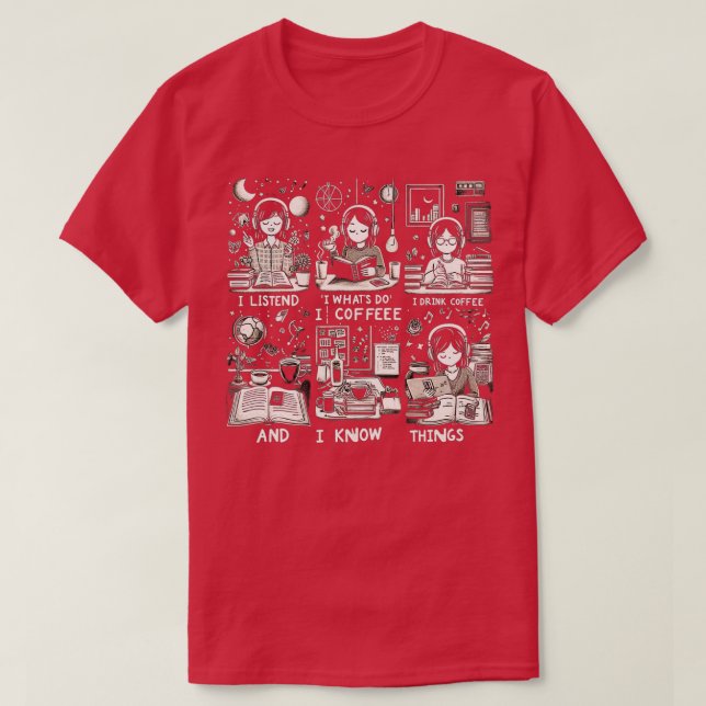 Camiseta Eso Es Lo Que Escucho Música Que Bebí Café F (Diseño del anverso)