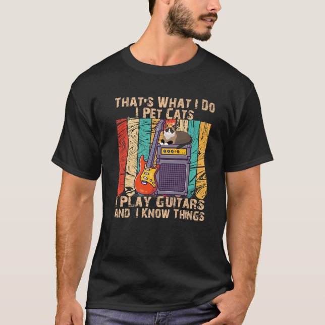 Camiseta Eso es lo que hago, Mascota gatos que toco guitare (Anverso)